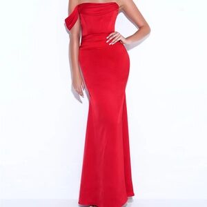 Miss Circle Ivona Red Satin Gown